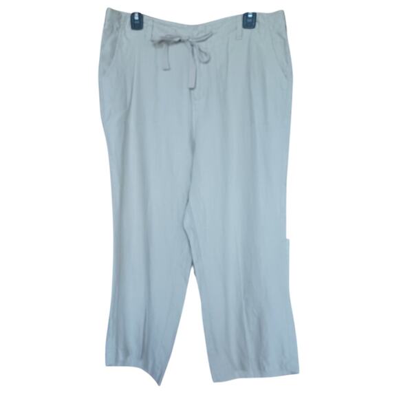 St. John's Bay 100% Linen Beige Pants Drawstring Waist Large Pockets Women's 14 - Picture 2 of 8